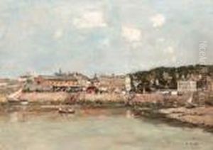 Trouville, Le Port, La Place Du March Et Le Bac by Eugene Boudin