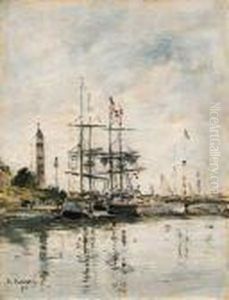 Le Bassin De Deauville (the Harbor At Deauville) by Eugene Boudin