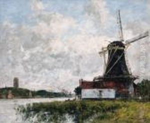 Dordrecht, Moulin Sur Les Bords De La Meuse (dordrecht, Mill On Thebanks Of The Meuse) by Eugene Boudin