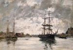 Pont Sur La Touques (bridge Over The Toques) by Eugene Boudin