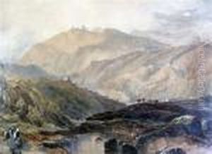 Cattle And Drovers In A Landscape by Samuel Bough