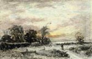 The Evening Sun Is Setting Low O'er The First Of Winter'ssnow. by Samuel Bough