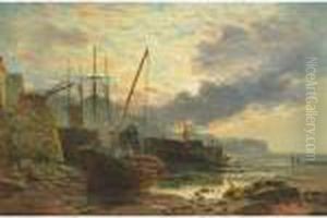 Fisherman Tending His Boat At Sunrise by Samuel Bough