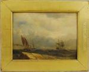 Sailing Ships Off The Coast by Samuel Bough