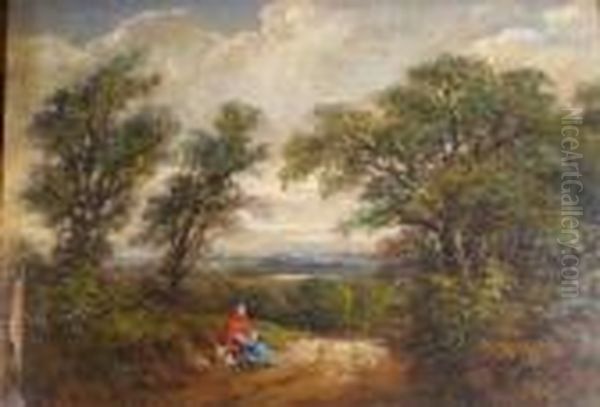 Wooded Landscape With Resting Figure - view 1