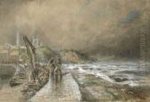 At The Harbour Wall, St. Andrews by Samuel Bough