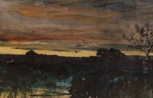 View Towardsrye From Romney Marsh by Samuel Bough