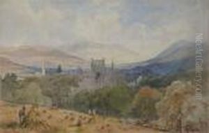 Melrose Abbey Wth Haystacks