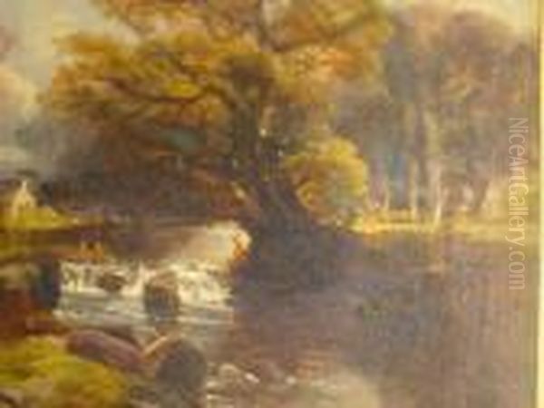 Autumnal River Scene, Indistinctly Signed - view 1