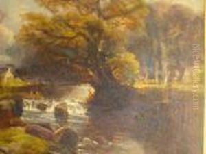 Autumnal River Scene, Indistinctly Signed Autumnal River Scene, Indistinctly Signed