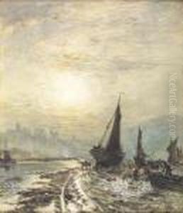 Whitby Harbour By Moonlight by Samuel Bough