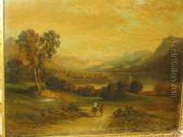 A Lakeland Landscape With Figures On A Path - view 1