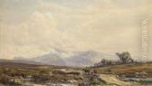 Figures On A Highland Track by Samuel Bough