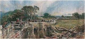 Figures On A Beach; At Sea; Crossing The Bridge by Samuel Bough