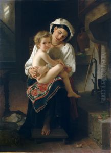 Jeune Mere Contemplant Son Enfant by William-Adolphe Bouguereau