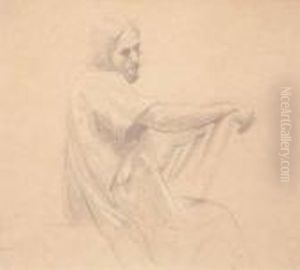 Etude Pour Sainte Perpetue, Homme Assis Dessinant by William-Adolphe Bouguereau