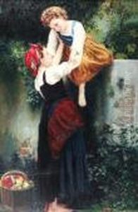 A Stolen Moment - A Basket Of Apples From The Orchard by William-Adolphe Bouguereau