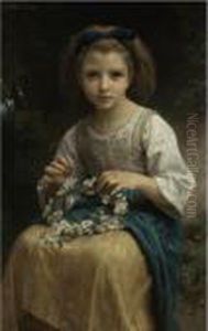 Enfant Tressant Une Couronne by William-Adolphe Bouguereau