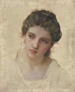 Etude De Tete De Femme Blonde, De Face by William-Adolphe Bouguereau