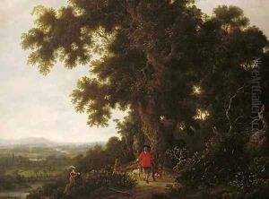 Landscape with Huntsmen and their Hounds by Joris van der Haagen or Hagen