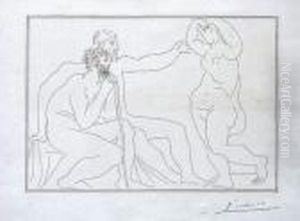 Deux Sculpteurs Devant Un Marbre