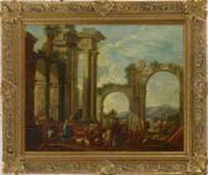 Landscape With Ruins And Figures by Sebastian Bourdon