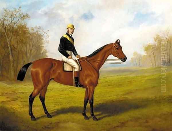 A racehorse with jockey up - view 1