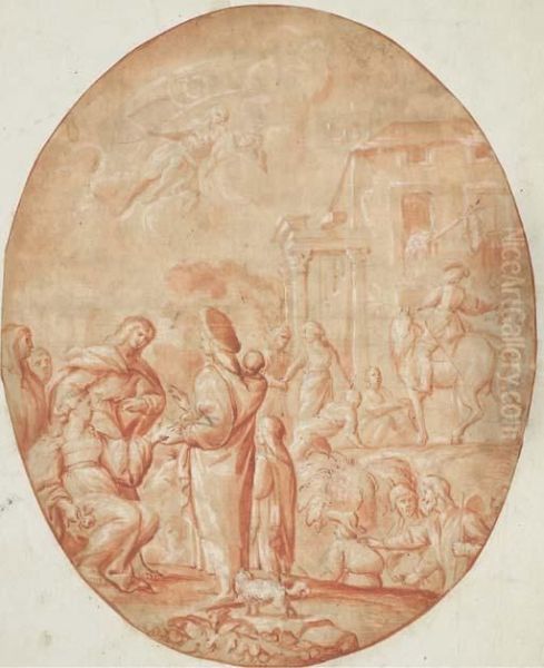 Une Diseuse De Bonne Aventure Entouree De Personnages, Saturne Dansle Ciel - view 1