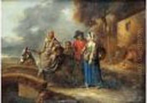 Famille De Paysans Sur La Route Du Marche