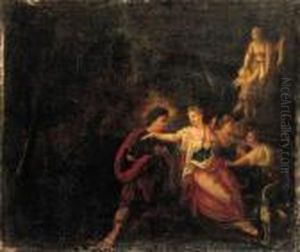 Diana And Actaeon In A Landscape by Sebastian Bourdon