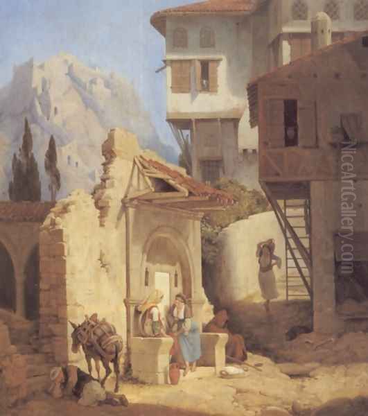 Greek Peasant Women By a Well - view 1