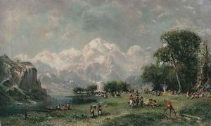 Sioux Encampment in the Rocky Mountains by Ramsome Gillet Holdredge