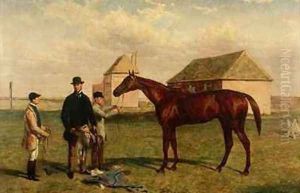Thunderbolt a Chestnut Racehorse with his Owner and Jockey by Harry Hall