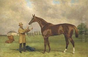 Prince Charlie, held by his jockey, John Osborne, before Bedford Lodge, Newmarket by Harry Hall