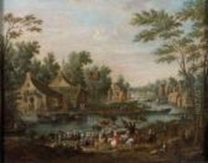 Paysage Anime Le Long D'un Canal Fluvial Sur Fond De Paysage by Peeter Bout