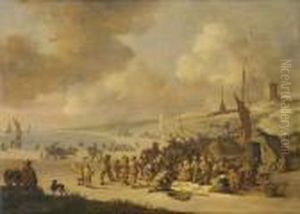Marche Aux Poissons Sur La Plage De Scheveningen