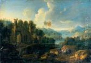 Cavaliers Dans Un Paysage De Ruines