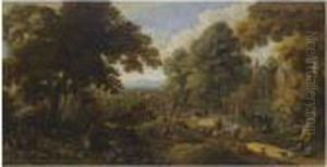 Landscape With Travellers Passing Through A Village