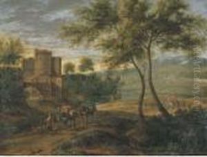A Landscape With Travellers By The Gates Of A Castle A Landscape With Travellers By The Gates Of A Castle