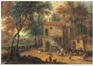 Paysans Pres D'une Ferme En Bord De Foret by Peeter Bout