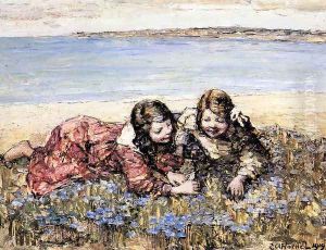 Gathering Flowers by the Seashore by Edward Atkinson Hornel