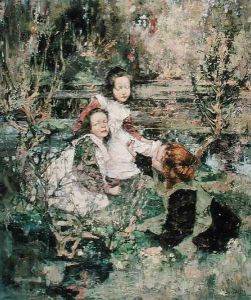 Gathering Primroses by Edward Atkinson Hornel