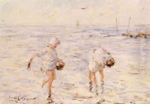 Gathering Shells at the Beach by Robert Gemmell Hutchison