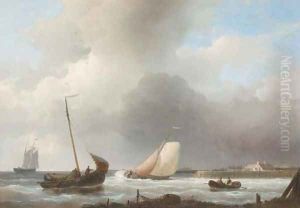 Sailing boats off the Dutch coast by Abraham Hulk Jun.
