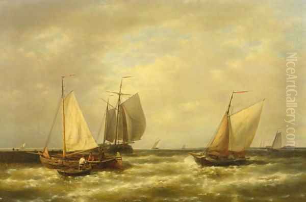 Shipping by a jetty in a breeze - view 1
