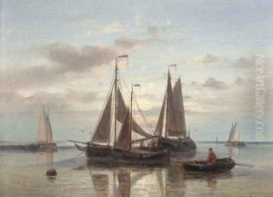 Fishing barges at dusk