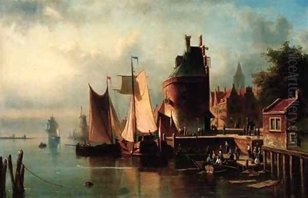 Unloading ships at a Dutch port - view 1