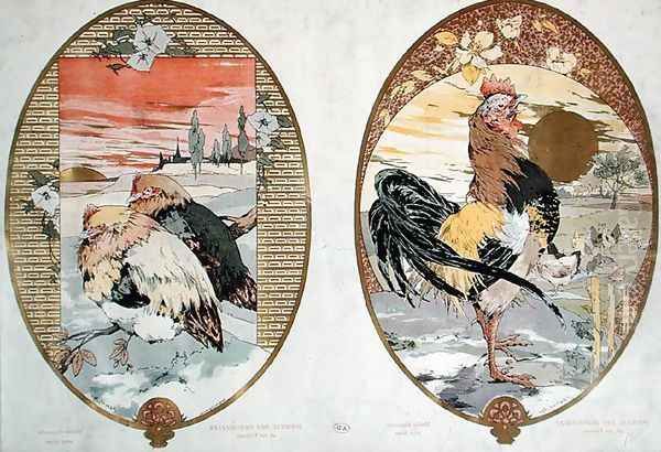 Cock and chickens design for a screen - view 1