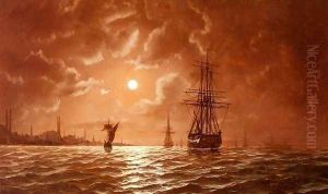Moonlight Over The Bosphorus, Constantinople by Edward Hoyer