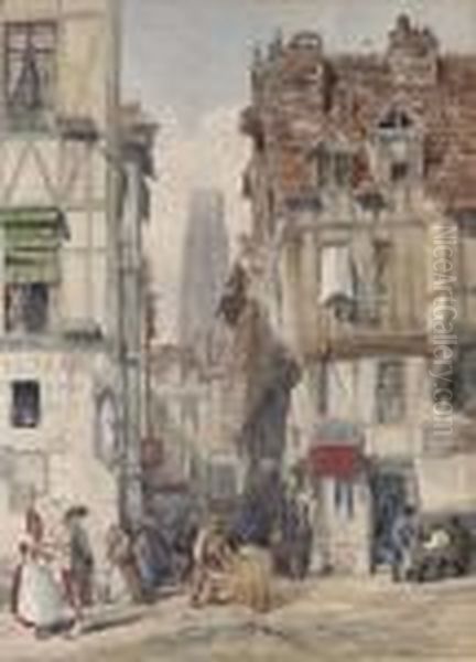 A Street In Rouen, The Church Of St Ouenn - view 1